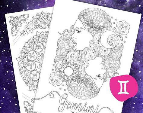 In coloring pages astrology zodiac app no need purchase! Gemini coloring page from Faces of the Zodiac, Printable ...