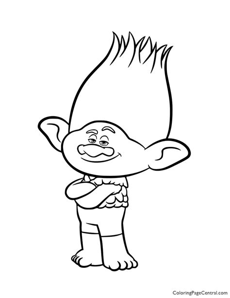 Guy diamond from the trolls coloring he uses the gray to color the skin, as it is a silvery and sparkling troll, who does not wear clothes. Trolls - Branch Coloring Page 01 | Coloring Page Central