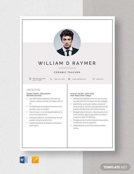 The minimal styling keeps the focus on its content. 40+ Teacher Resume Templates - PDF, DOC, Pages, Publisher ...