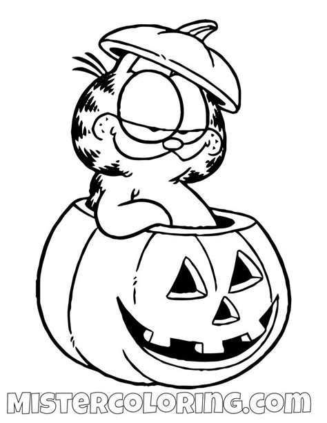 The spruce / ashley deleon nicole these free pumpkin coloring pages will be sna. Garfield In A Halloween Pumpkin Coloring Page | Pumpkin ...