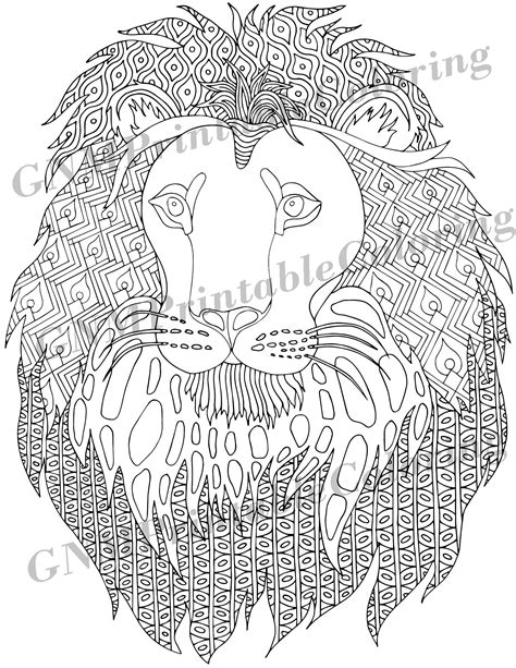 Report a problem with an order. Lion - PDF Zentangle Coloring Page - Therapy Coloring ...