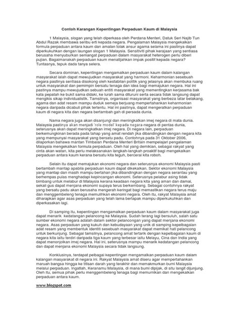 Cabaran ini ternyata amat getir apabila negara pernah mengalami peristiwa berdarah 13 mei 1969. Contoh Karangan Kepentingan Perpaduan Kaum Di Malaysia