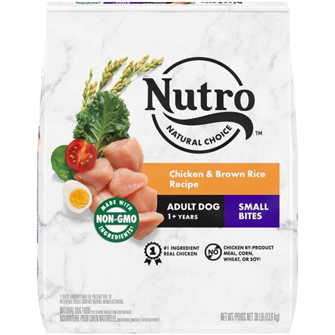 Made for small breed dogs ages 1 year and older, this dry food's crunchy texture helps clean your dog's teeth to help control plaque buildup. Nutro Natural Choice Chicken & Brown Rice Recipe Small ...
