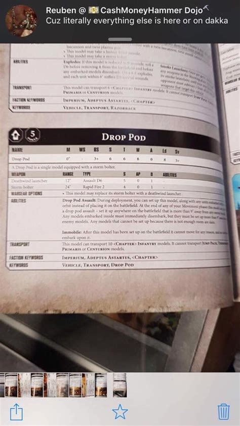 The dreadclaw assault pod or just the dreadclaw is the older, more advanced pattern of drop pod used during the great crusadeand possibly even earlier. Drop Pod Rules Leaked - Infantry Only : Warhammer40k