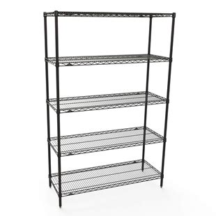 This innovative slide system installs quickly without the use of tools and is ideal for storing small or loose. 21"d Metro Super Erecta Black Wire Shelving with 5 Shelves