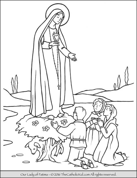 I wanted something that was just an outline that my kids could color and really make their own. Our Lady of Fatima Coloring Page - TheCatholicKid.com ...