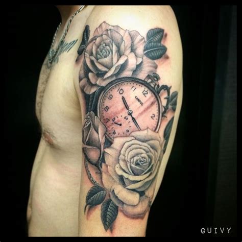 Maybe you would like to learn more about one of these? Tattoo by Guivy / Martigny / Geneve / Switzerland #Old #Pocket #Watch #Roses #Montre #A #Gousset ...