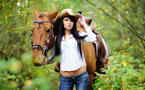 women, Brunette, Horse, Animals, Women outdoors, Nature ...