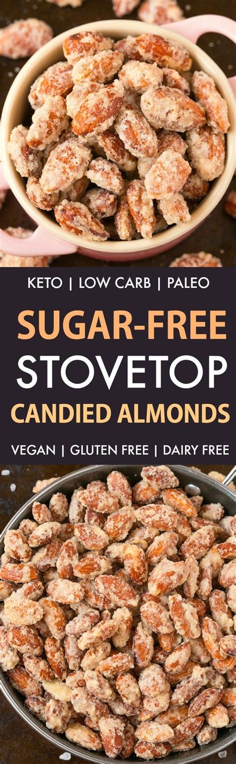 Made with a healthy secret ingredient so you can eat it guilt free! Easy Stovetop Sugar Free Candied Almonds (Paleo, Vegan, Gluten Free)