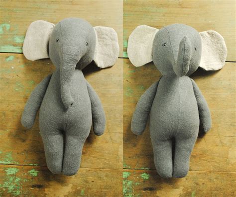 Drawing animals makes you more conscious about their existence and beauty. Elephant stuffed animal doll sewing pattern / soft toy digital PDF download by Willowynn