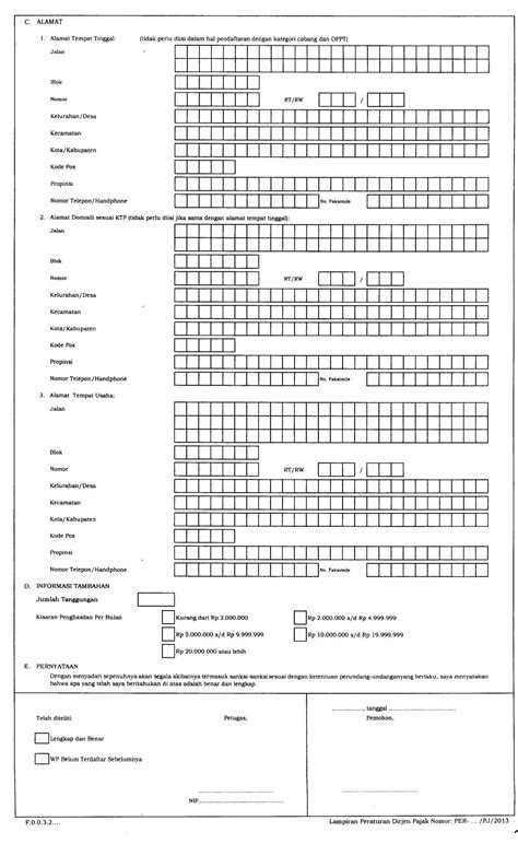 Permohonan surat keterangan kriteria wajib pajak pp 23 tahun 2018 pemberitahuan memilih pph sesuai tarif pasal 17 (menggunakan pembukuan) bukan pp 23/2018 penelitian pph pengalihan tanah (validasi ssp) Contoh Npwp Kosong