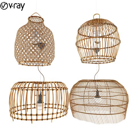 See more ideas about bamboo lamp, lamp, rattan pendant light. 4 bamboo hanging lamp 3D model rattan | CGTrader