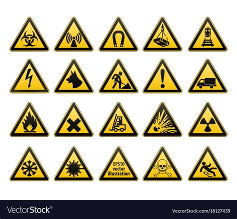 Maybe you would like to learn more about one of these? Warning signs set safety in workplace yellow Vector Image