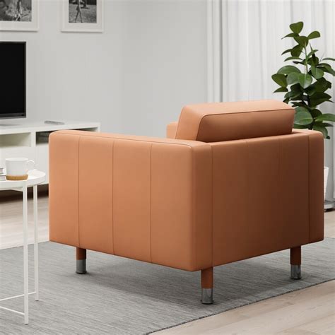 Article number092.691.93 product details ## product details seat cushions filled with high resilience foam and polyester fibre wadding provide great seating comfort.10 year guarantee. LANDSKRONA Armchair - Grann, Bomstad golden-brown/metal - IKEA