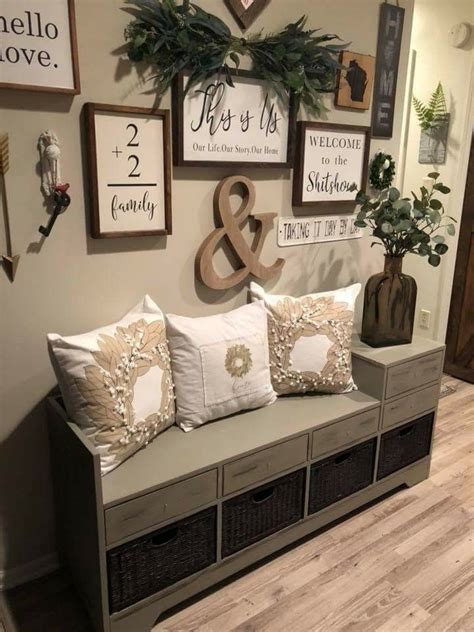 I have all the furniture, decor, mirror today i want to delve into decorating a small entryway. Make our bench an entryway bench! | Home decor, Living ...