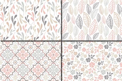 Seamless Neutral Digital Paper Pack, Neutral Flowers and Leaves paper, Neutral floral patterns ...