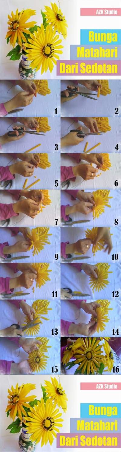 Bunga mawar, tulip dan bunga matahari dapat dibuat dengan mudah dengan cara membuat bunga matahari dari sedotan. Cara Membuat Bunga Matahari dari Sedotan Beserta Gambarnya ...