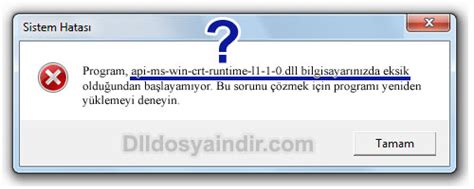 When i look in windows\system32, the dll is definitely not there. api-ms-win-crt-runtime-l1-1-0.dll - DLL Dosya İndir