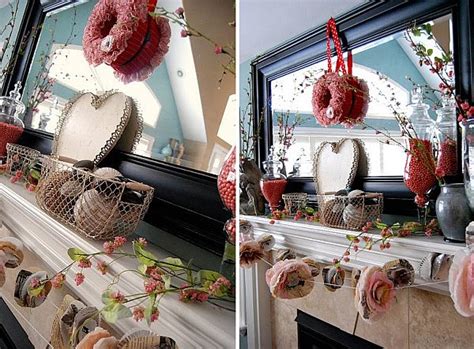 Take a look at these pictures, there are all sorts of mantel decorations that you can make by yourself and hopefully you'll find something that could inspire for your own valentine's day project. Valentine's Day mantel decoration ideas