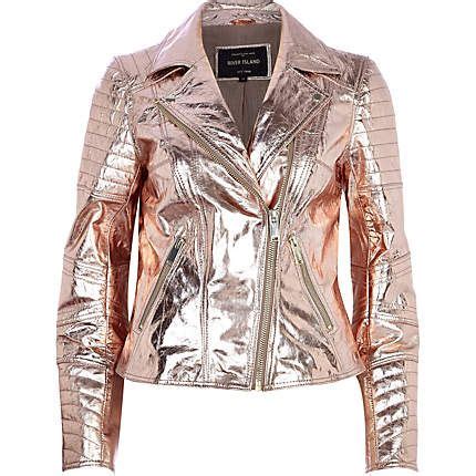 Shop our gold leather jackets selection from top sellers and makers around the world. Rose gold metallic leather biker jacket $100.00 | Fashion, Coats jackets women, Clothes