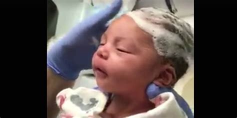 Do not worry at all! This Newborn Baby Getting Her Hair Washed Is Having the ...