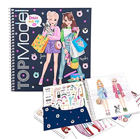 Op 20 spiraalgebonden pagina's wachten model figuurtjes erop om beplakt te worden met jurken, rokken, broeken, topjes, schoenen en accessoires. Depesche 10452 Sticker Book TopModel Dress Me Up ...