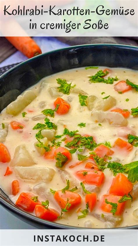 Andünsten, mit salz, pfeffer und frisch geriebene muskatnuss würzen. Kohlrabi-Karotten-Gemüse in heller Soße mit Kartoffelpüree ...