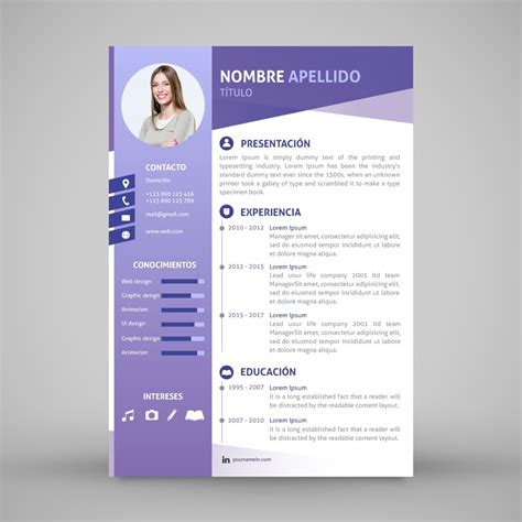 Scarica questo modello di cv nella versione word che preferisci, personalizzalo. Curriculum Vitae Diseños Creativos