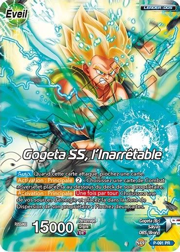 Maybe you would like to learn more about one of these? Gogeta // Gogeta SS, l'Inarrêtable - carte Dragon Ball P-091 PR Dragon Ball Super Carte Promo