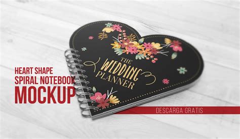Download 📥 Free Heart Shape notebook Mockup - Open Notebook PSD Templates
