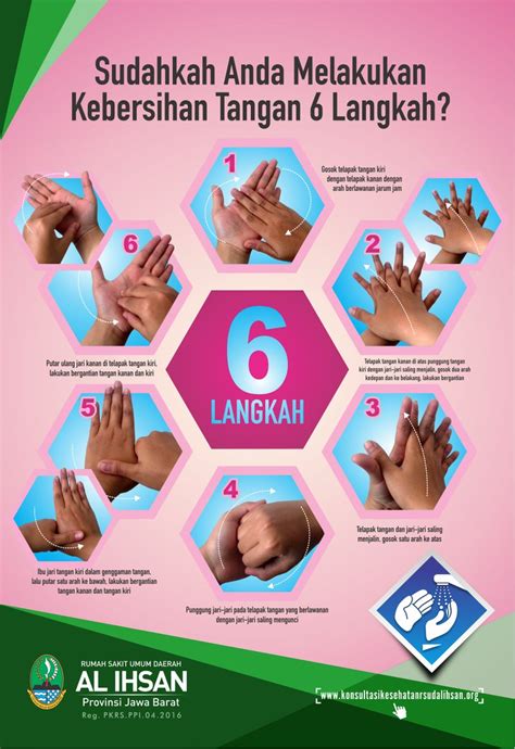 6 waktu yang tepat mencuci tangan sebelum dan sesudah makan setelah buang air besar setelah bermain sebelum dan sesudah melakukan tindakan setelah batuk, bersin setelah memegang benda. Poster Cuci Tangan 6 Langkah Pakai Sabun / Mencegah Covid ...