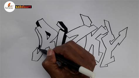 Langkah langkah menggambar grafiti nama. Belajar menggambar grafiti nama RIZKY - YouTube