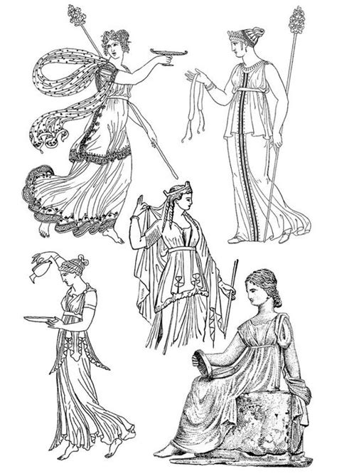 Ancient greek architecture h ere are twelve amazing black and white diagrams illustrating iconic sites of ancient greek architecture.included are the temples of apollo, aphaia, poseidon, and zeus olympus. Coloring page Greek women | Peplos, Romeinen, Geschiedenis