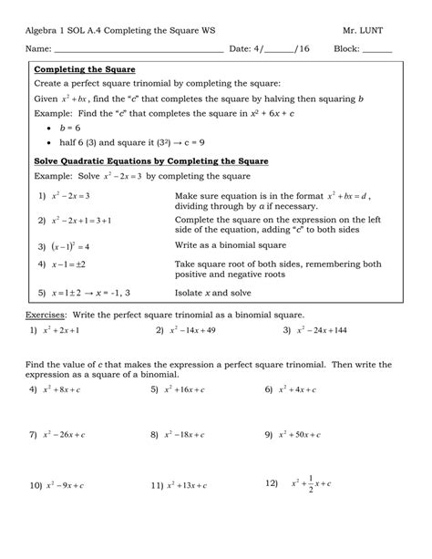 (1) complete a 1040ez form for individuals with a variety of backgrounds and personal situations (dependent vs. Solving A Quadratic Equation By Completing The Square ...