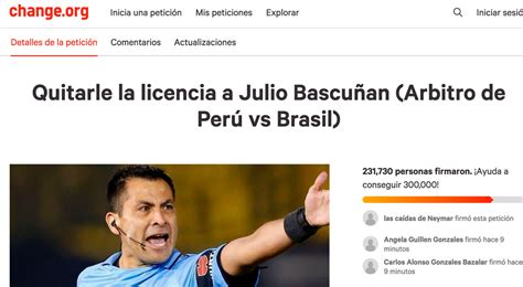 Se presentó un documento que imagino fifa lo evaluara en su evaluación correcta, comentó. Perú vs. Brasil, árbitro Julio Bascuñán: recolectan firmas ...