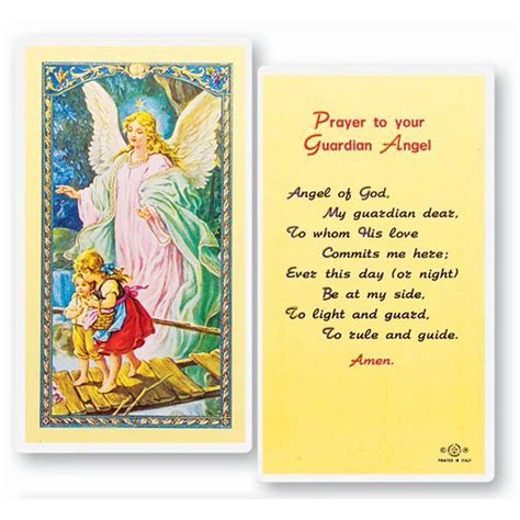 (this is an old guardian angel prayer) o holy angel, attendant of my yea, o holy angel of god, the guardian and protector of my hapless soul and body, forgive me all things whatsoever wherewith i. Guardian Angel Laminated Holy Card | Laminated Italian ...
