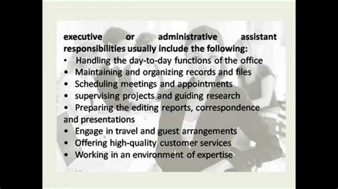 Job description executive assistant to the president/chief executive officer new york the business council for international understanding (bciu) was formed in 1955 by president eisenhower to encourage a broader international understanding of the principles of private enterprise Executive Assistant Job - YouTube