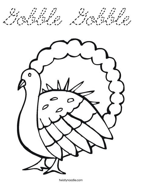 10 thanksgiving turkey coloring pages. Gobble Gobble Coloring Page - Cursive - Twisty Noodle