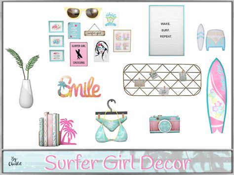 Matza bedroom • sims 4 downloads. Chicklet's Surfer Girl Decorations