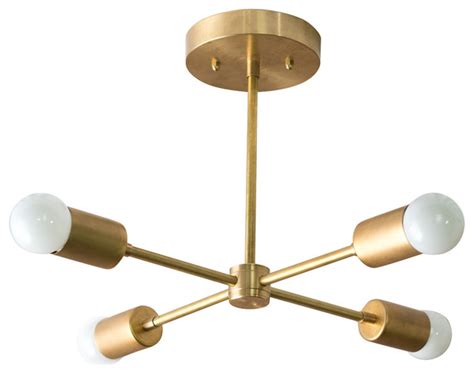 Lamps, pendants and more light fixtures. Gold 4-Spoke Sputnik Modern Ceiling Light - Midcentury - Chandeliers - by Peared Creation