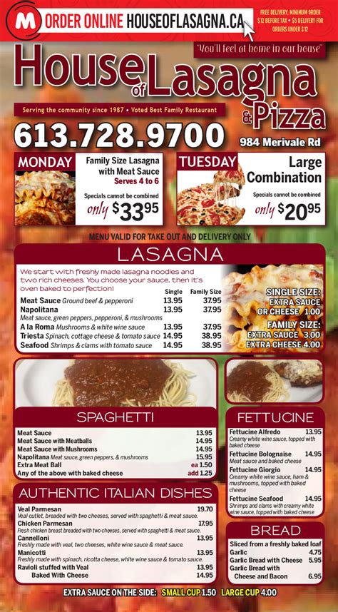 You won't need cheese to throw this pasta party. House of Lasagna - 984 Merivale Road Order Online!