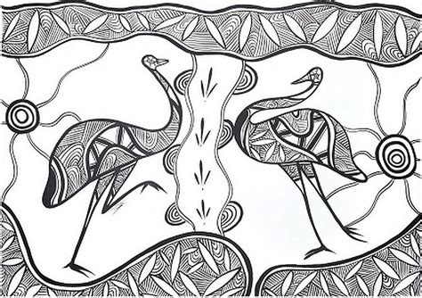 Kids learn through many ways and one is colouring pages. Art Therapy coloring page Aboriginal art : Emus 11