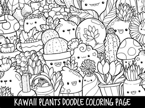 This download comes with 2 pages and you can print them as many times as you want. Plants Doodle Coloring Page Printable Cute/Kawaii Coloring ...