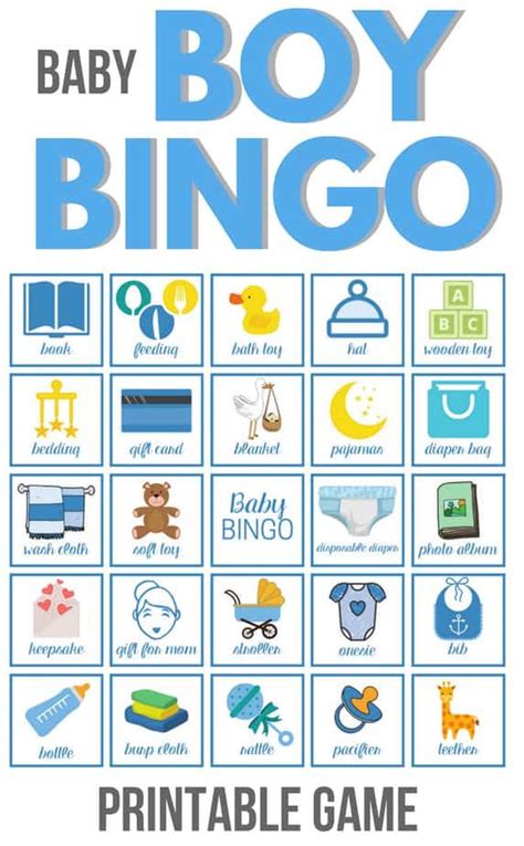 Click here for your free printable baby. Printable Baby Shower Bingo Boy Cards - 80 Boy Bingo Cards ...