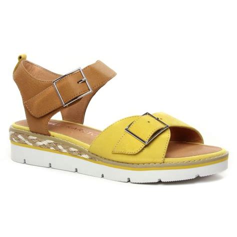 Découvrez les produits de la marque karston e. Emilie Karston Kichou Ocre | sandale compensées jaune ...
