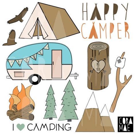 These can be used for personal and commercial use! Happy Camper Clipart. 12 PNG files. Transparent by ...