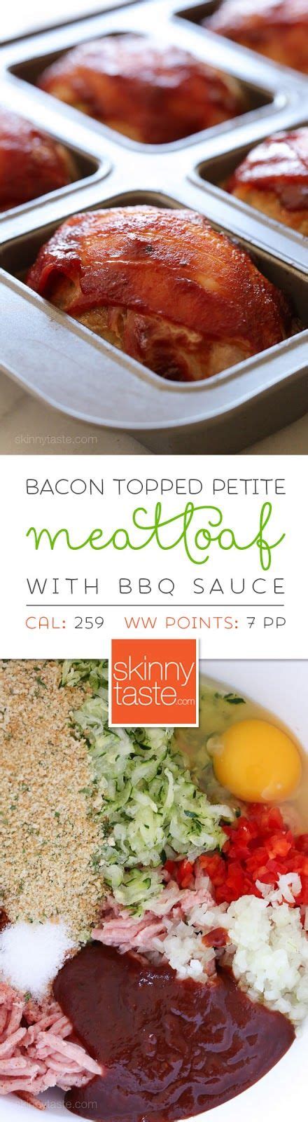 Heat oven to 180c/160c lover/gasoline 4. Bacon Topped Petite Turkey Meatloaf with BBQ Sauce | Recipe | Skinny taste recipes, Recipes ...