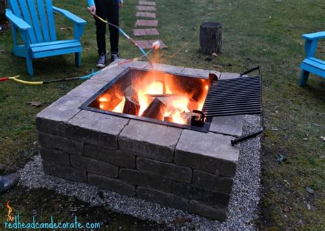 They were easy to assemble with nothing but construction adhesive! Easy DIY Fire Pit Kit with Grill - Redhead Can Decorate