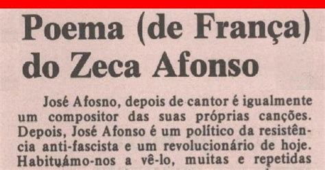 Ver las letras de zeca afonso y escuchar grândola, vila morena, traz outro amigo também, vejam bem, venham mais cinco y más canciones! Citizen Grave: Poema do Zeca Afonso