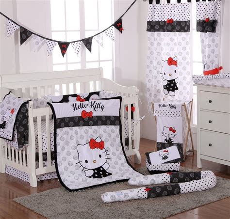 Nursery bedding sets └ nursery bedding └ baby all categories food & drinks antiques art baby books, magazines business cameras cars, bikes, boats clothing, shoes & accessories coins collectables computers/tablets & networking. Hello Kitty Black Baby Bedding 4 Piece Crib Bedding Set ...